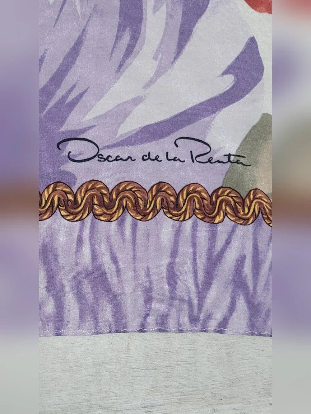 Vintage 80s Oscar de la Renta Silk Floral Scarf OS